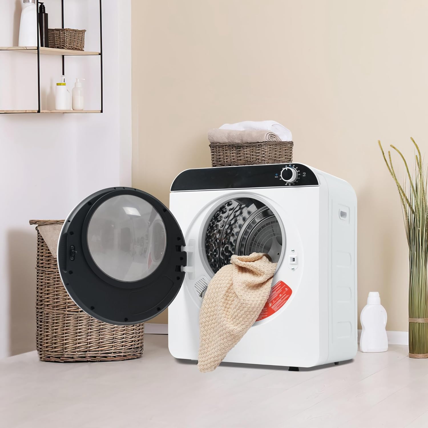 Merax Mini Tumble Dryer 3kg (4.5kg) - Stainless Steel Exhaust Dryer with 4 Programs & Cooling Phase, Multiple Filtration, 830W, Overheat Protection, Wall-Mountable, Plastic Door Cover