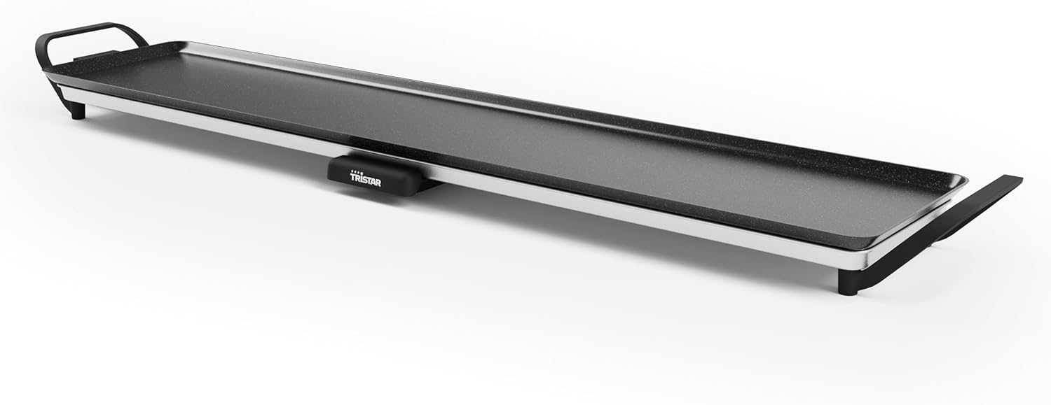 Tristar BP-2669 Slim XXL Table Grill - Extra Large Baking Surface of 100 x 22 cm - Adjustable Thermostat - Non-Stick Coating - Removable Fat Tray, Easy to Clean