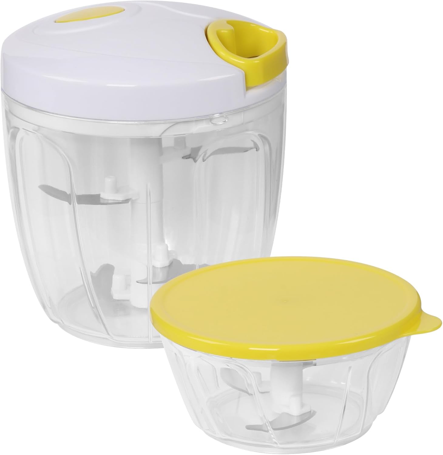 STONELINE Multi-Chopper Yellow, 9-Piece Set, Manual without Electricity, 900 + 400 ml, Onion Chopper Manual with Stainless Steel Blades, Onion Chopper for Vegetables, Fruits, Onions