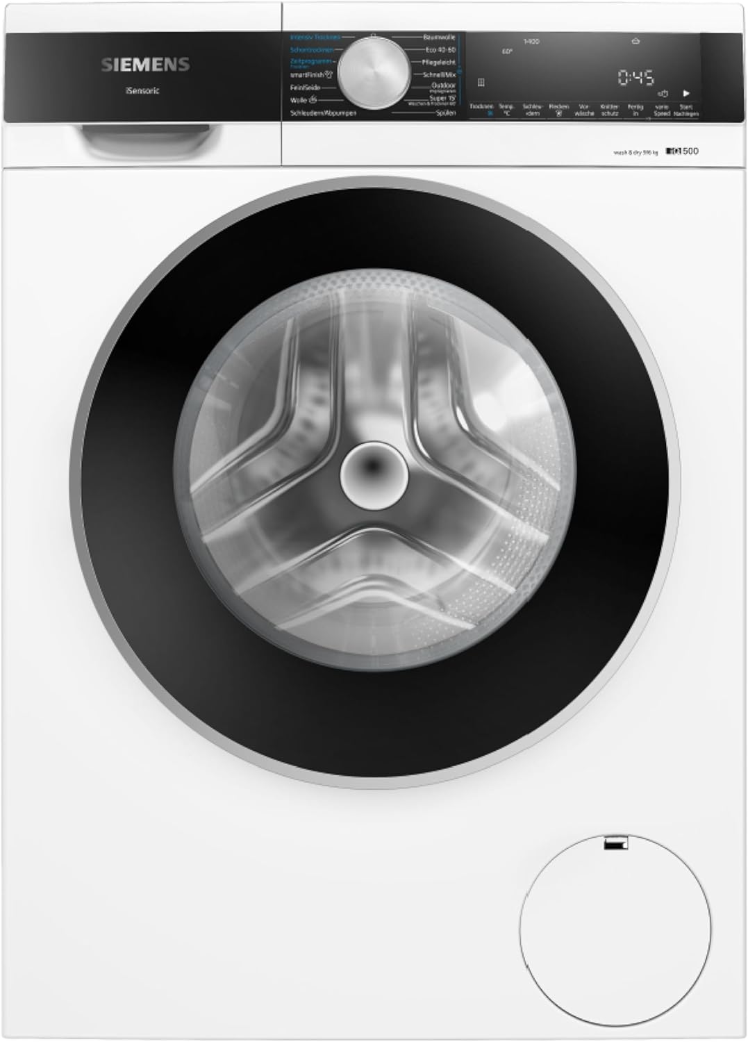 Siemens WN44G242 iQ500 Washer Dryer, 9 & 6 kg, waterPerfect Plus, Anti-Stain System, smartFinish, speedPack L, autoDry Technology, Outdoor Program, iQdrive, Wash & Dry 60, aquaStop