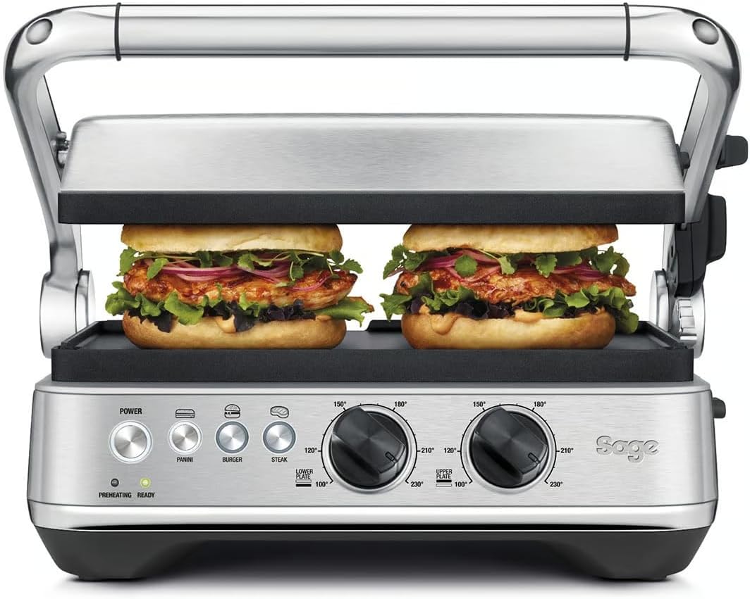 Sage Appliances SGR700 BBQ and Press, Grill, Brushed Stainless Steel