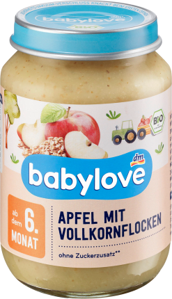 babylove Fruit and cereal Apple with whole grain flakes, from the 6th month, 190 g