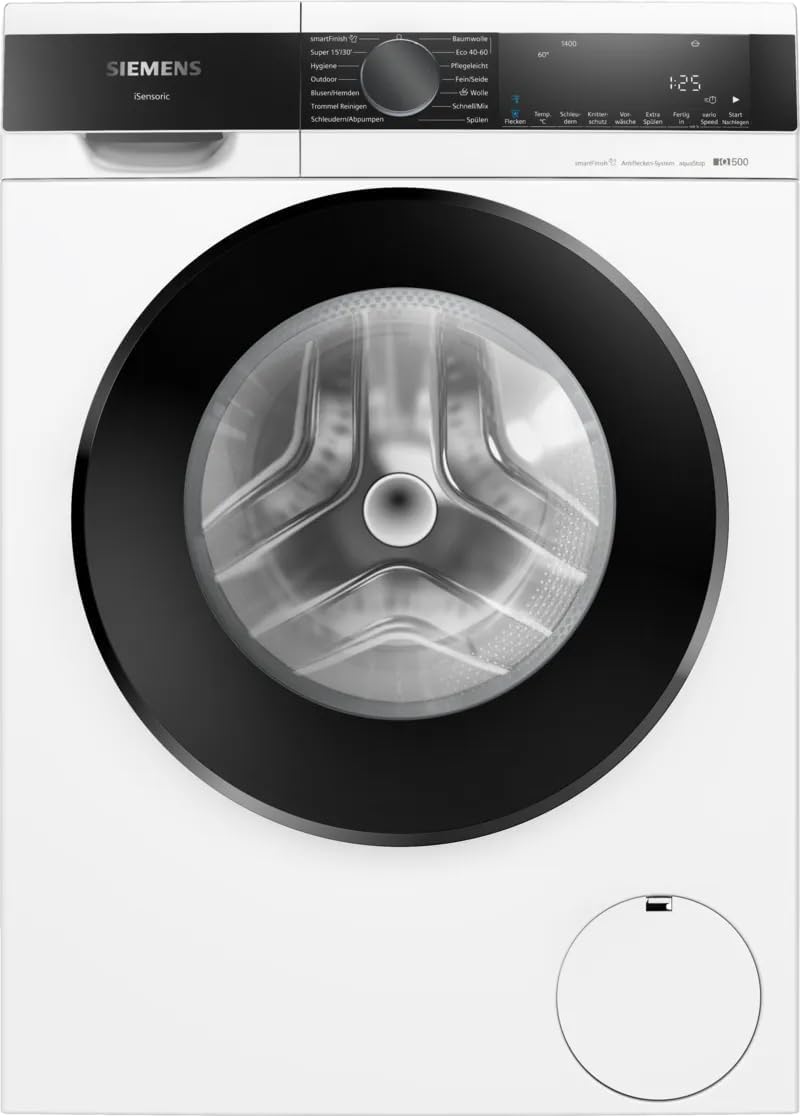 Siemens WG44G2Z40 iQ500 Washing Machine 9 kg, 1400 rpm, Anti-Stain System, SmartFinish for Less Ironing, Quick Washing with SpeedPack L, WaterPerfect Plus, Refill Function, LED Display, aquaStop
