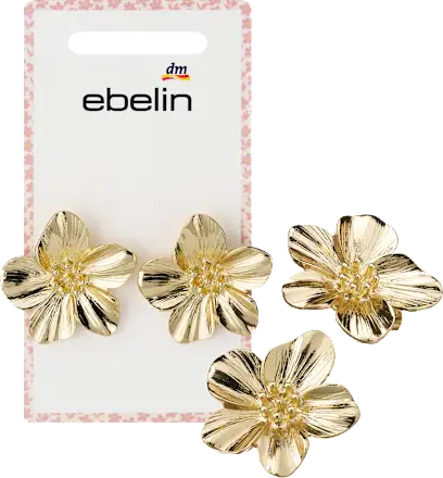 ebelin Flower stud earrings, gold look, 2 pieces