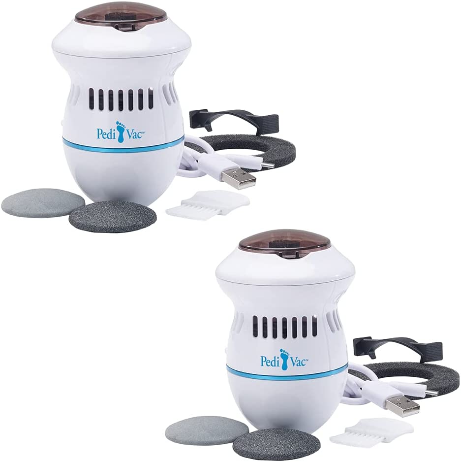 Mediashop PediVac - Double Pack - Electric Callus Remover - Rechargeable - Callus Rasp - Foot Care - Pedicure - 2 Attachments [Coarse & Fine]