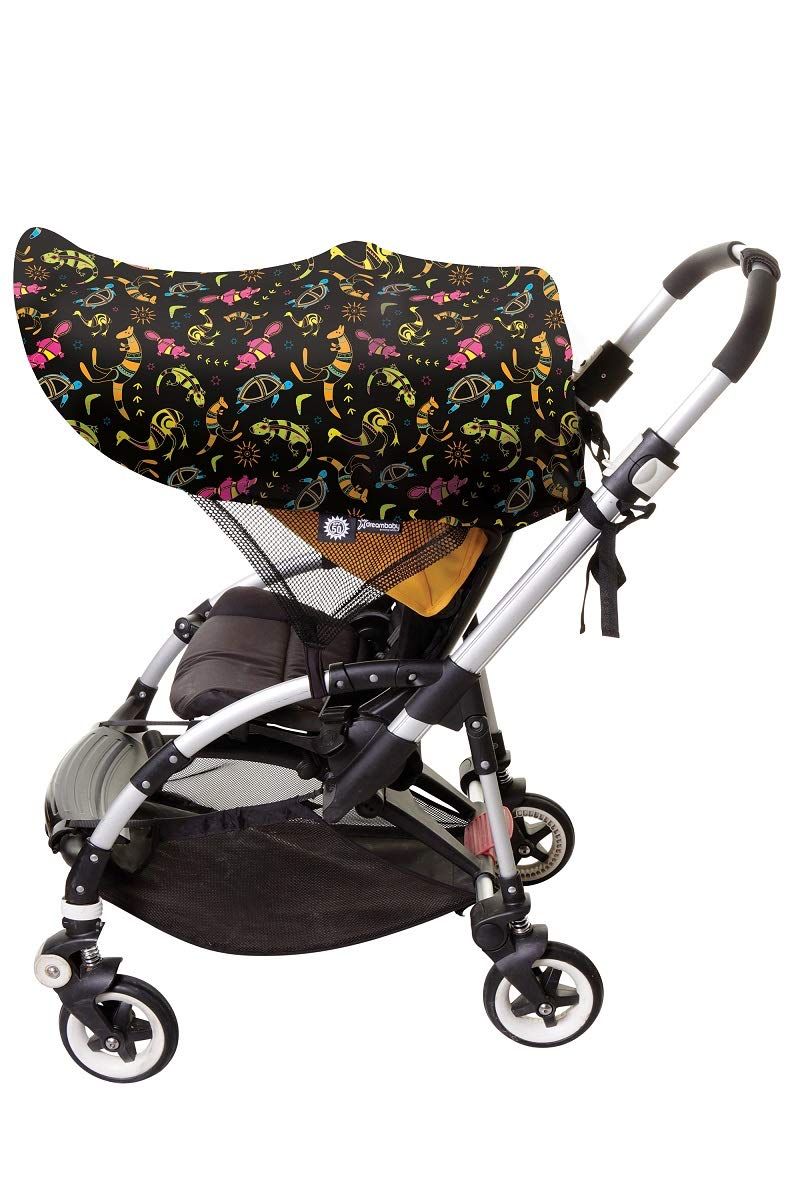 Dreambaby F283 Extenda-Shade® Pushchair Sun Shade Sun Canopy Universal Extra Large with Side Protection (Animal Motifs) Black