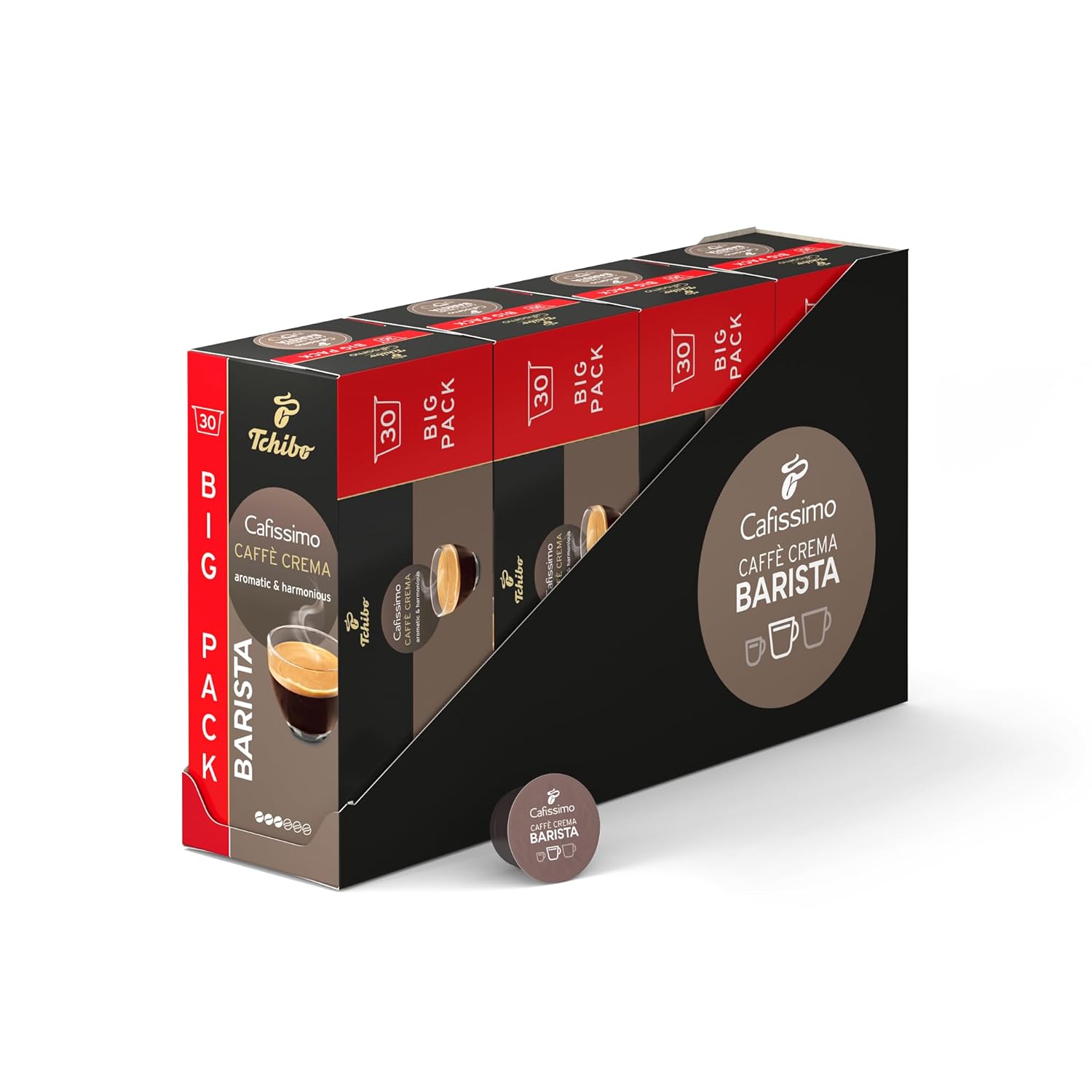 Tchibo Cafissimo Barista Caffè Crema Coffee Capsules, Pack of 120, 4 x 30 Capsules (Caffè Crema, Aromatic and Harmonious)