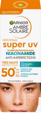 Garnier  Ambre Solaire Sunfluid face super UV with niacinamide, LSF50+, 40 ml