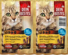 Dein Bestes Cat treats, chicken nibble sticks, BBQ (8 pieces), 40 g