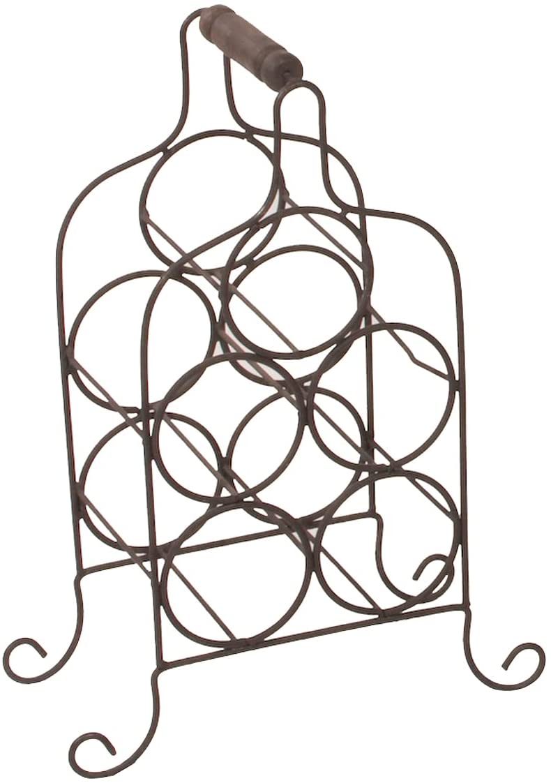 Varia Living Metal Wine Rack in Black for 5 Bottles with Practical Carry Handle Practical Bottle Rack / Bottle Stand for the Kitchen Wine Stand / Wine Bottle Holder in Modern Vintage Shabby Look