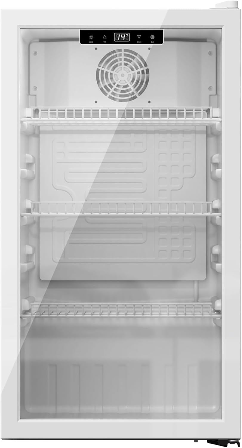 YUNA Cool-View GKS90W Glass Door Fridge 89 L White