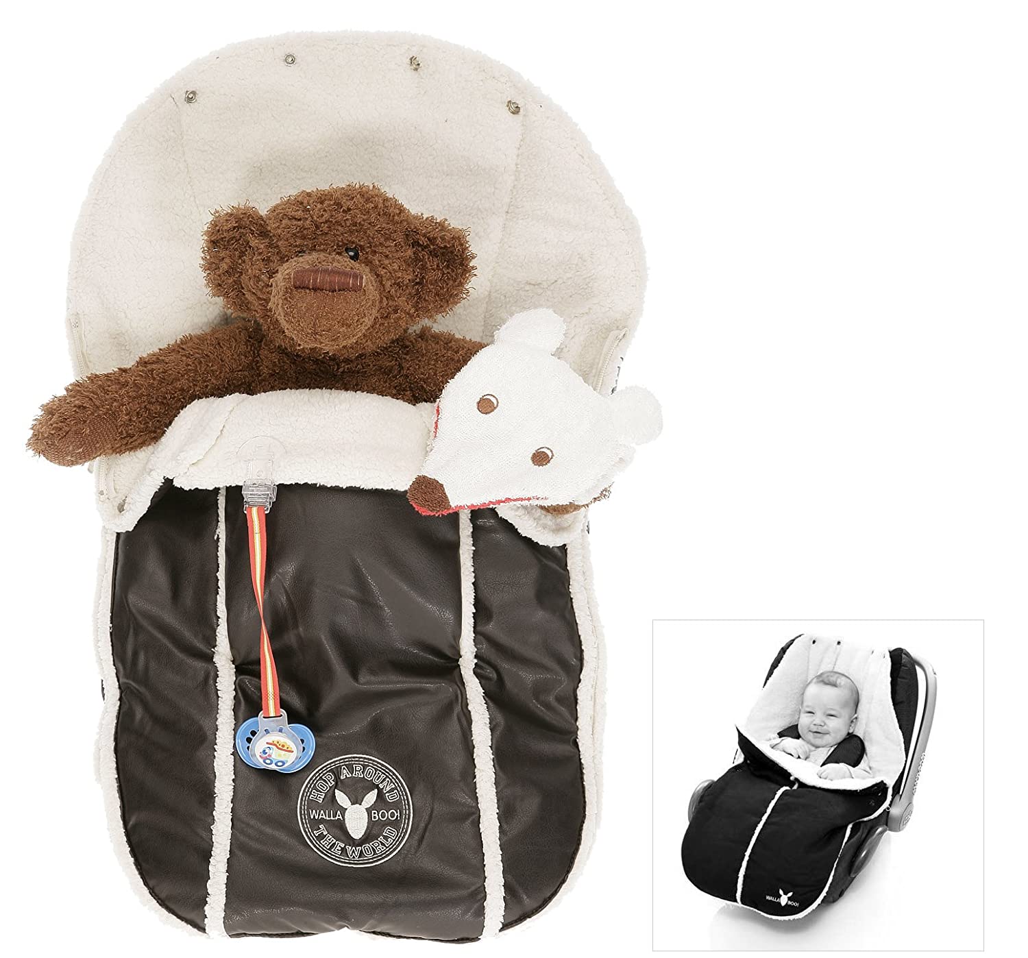 Wallaboo Footmuff Newborn Leather Black Footmuff