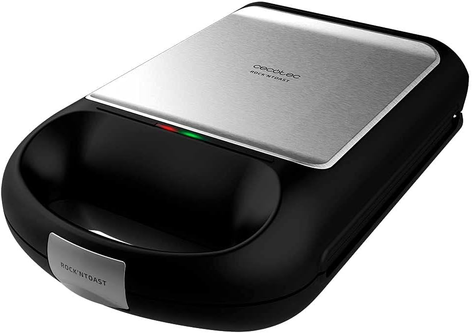 Cecotec Rock\'nToast Family 4 Stainless Steel Sandwich Maker, 1500 W Power and Non-Stick Coating.