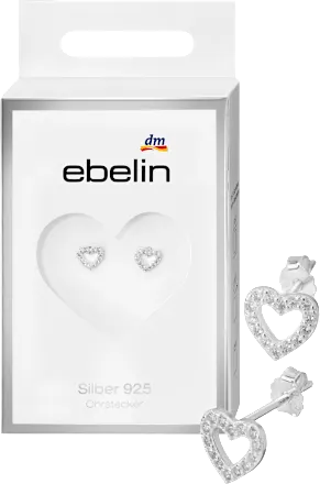 ebelin 925 Sterling Silver Heart Stud Earrings, 2 Pieces