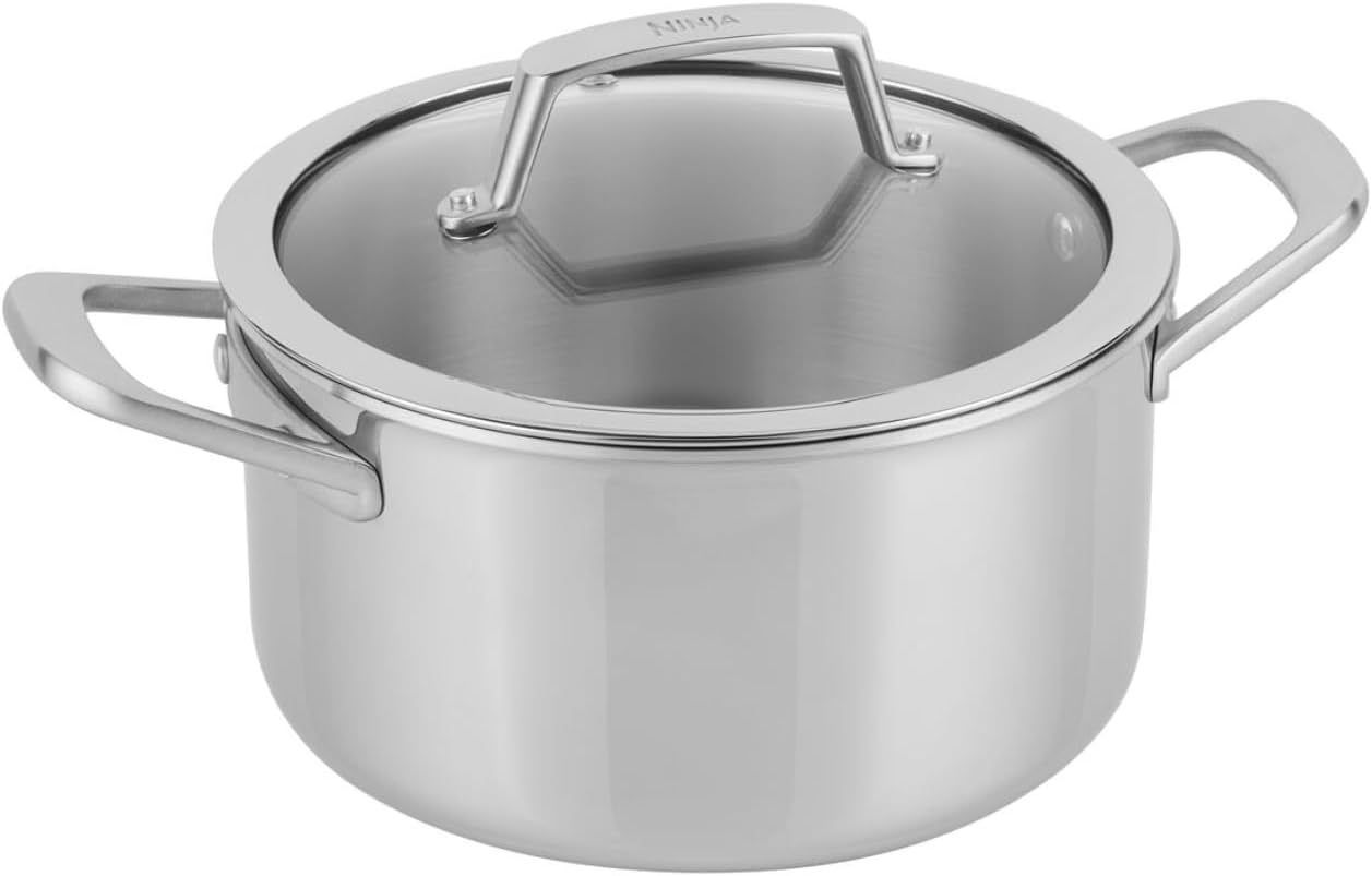 Ninja EverClad C90422EUI Stainless Steel Stockpot (22 cm) Suitable for All Hob Types Including Induction Oven Safe up to 300°C Continuous Induction Base