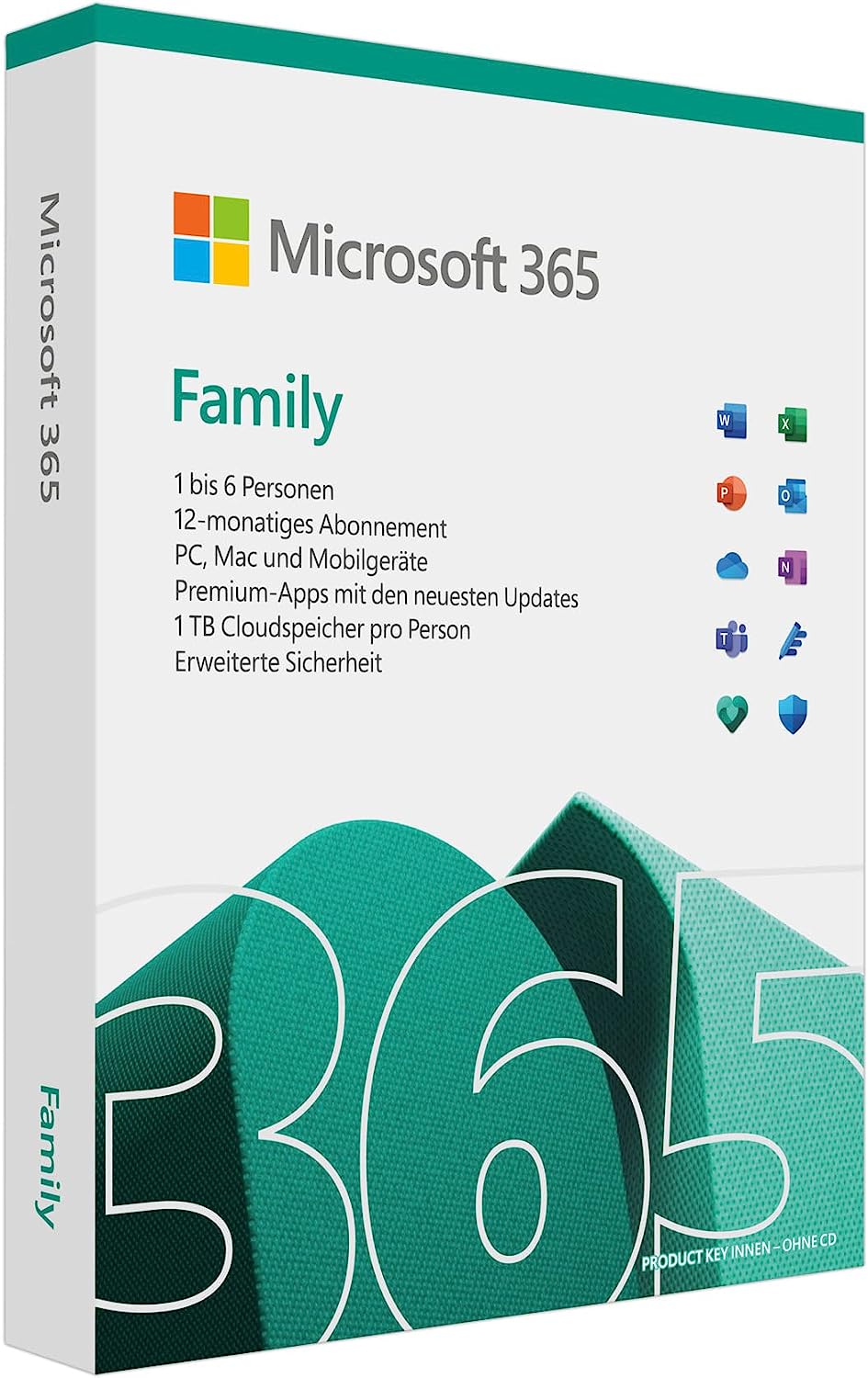 Microsoft 365 Family (including Microsoft Defender) | 6 users | Several PCs/Macs, tablets and mobile devices | 1 annual subscription | Box