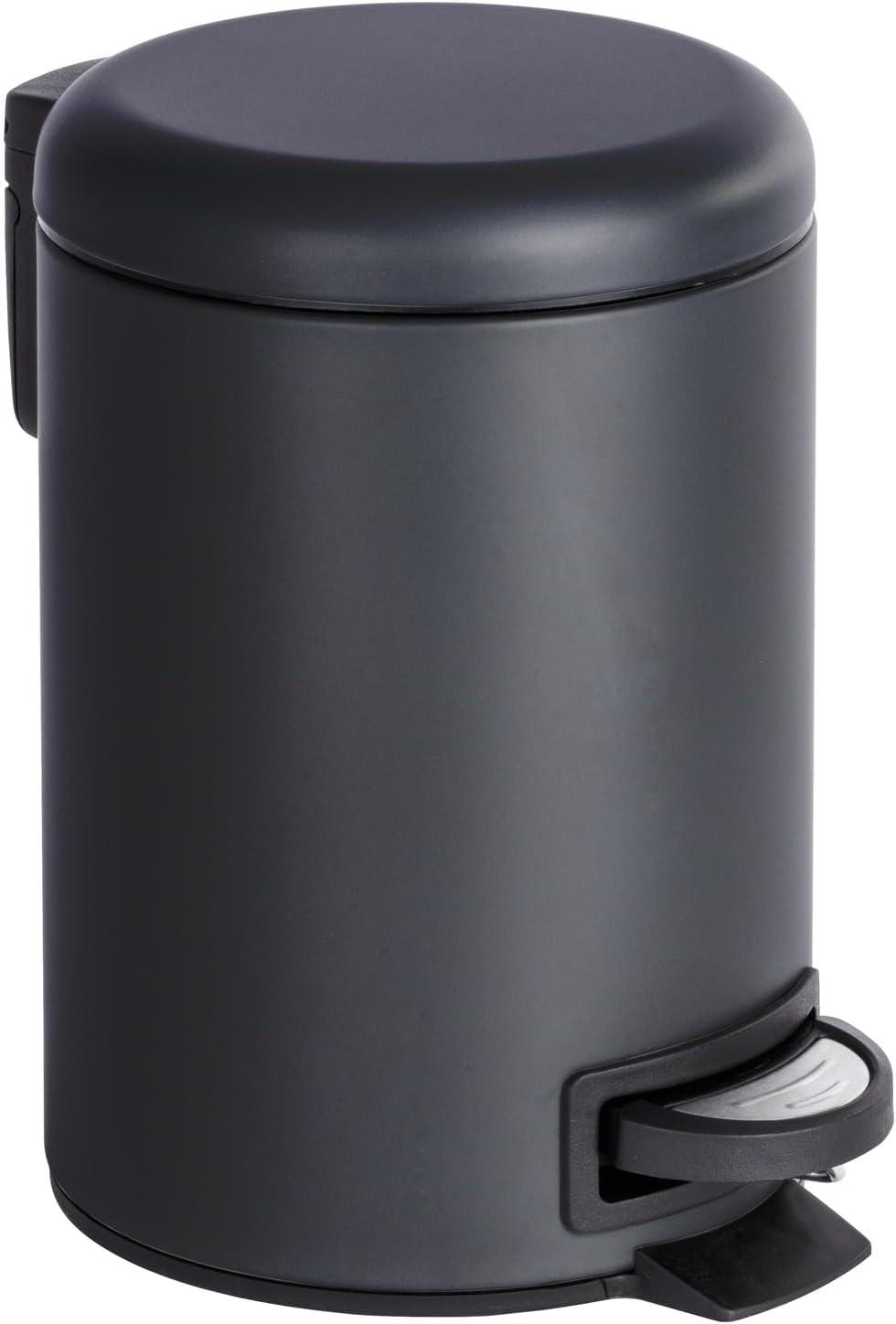 WENKO Cosmetic Pedal Bin Leman Black 3 L – Cosmetic Bin, Rubbish Bin Capacity: 3 L, Steel, Black, 17 x 25 x 22.5 cm