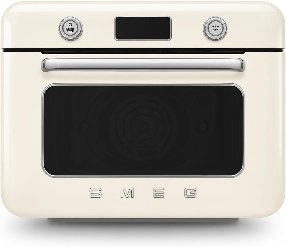 Smeg, COF01CREU Steam Combination Oven 10 Cooking Functions 33 Automatic Recipes Removable Tank Steam Cooking Descaling Function 1800W Power Cream