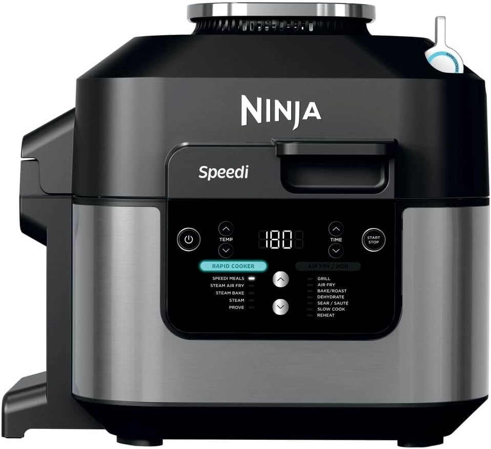 Ninja Speedi Multicooker, 5.7 L, 12-in-1 Multicooker, Airfryer Hot Air Fryer, Slow Cooker, Slow Cooking, Grilling, Baking, Black ON500EU