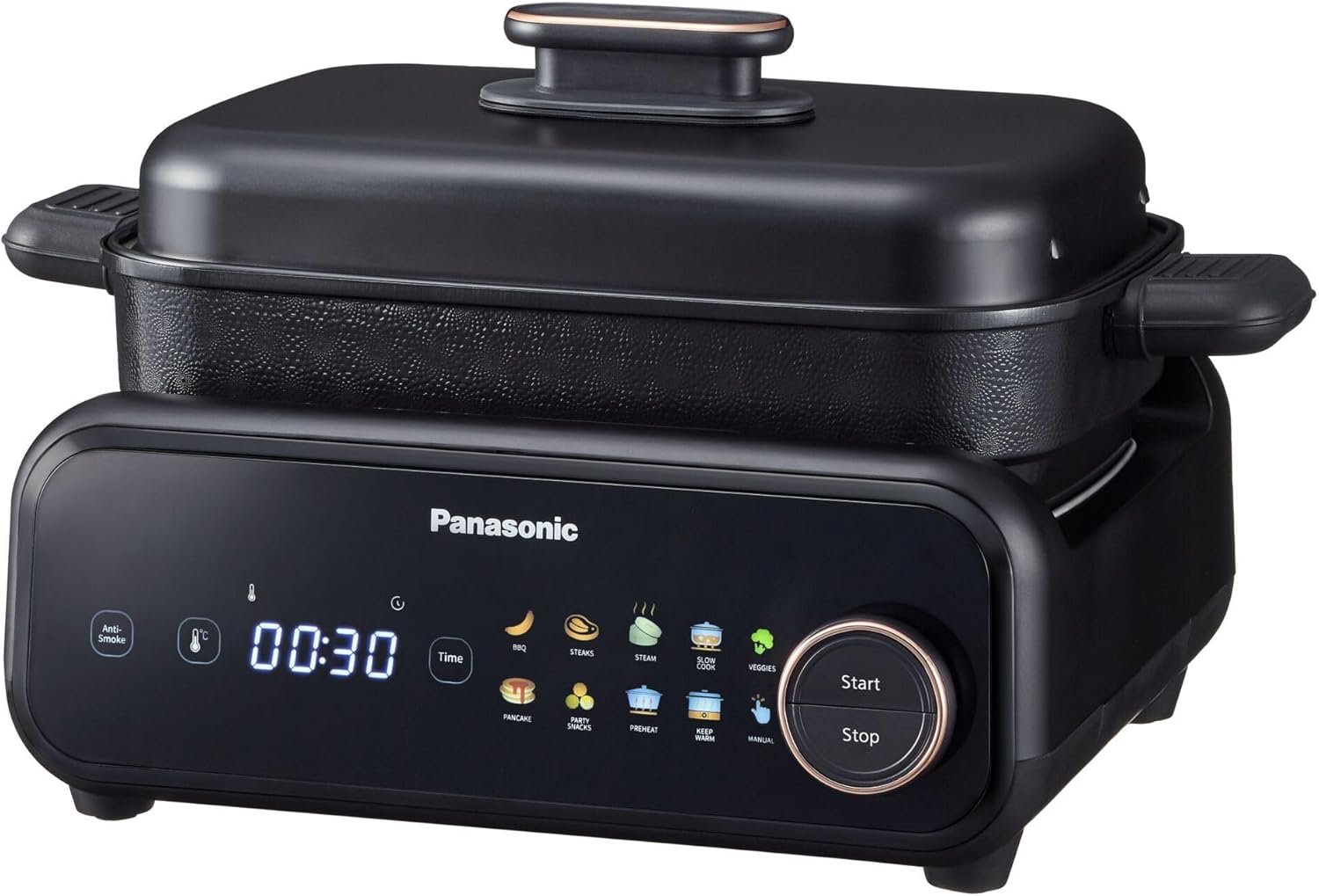 Panasonic NF-GM400KXE 4-in-1 Electric Multi Cooker, 1400 W, 40-250 °C, 9 Automatic Programs, 4 Accessories, Smokeless, Dishwasher Safe, 2.5 m Cable, Black