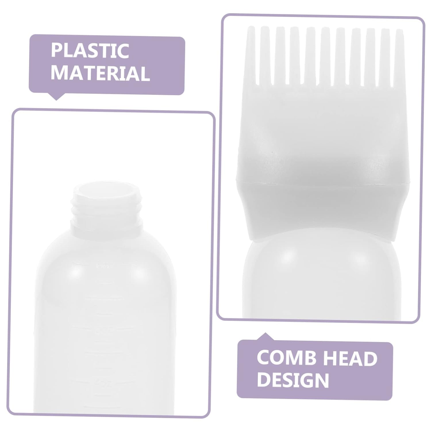 Lurrose 3 Pieces Medicine Bottle Hair Dye Bottle Applicator Root Comb Applicator Bottle for Hair Cleaning Bottle Plastic Hair Comb Bottle Hair Oil