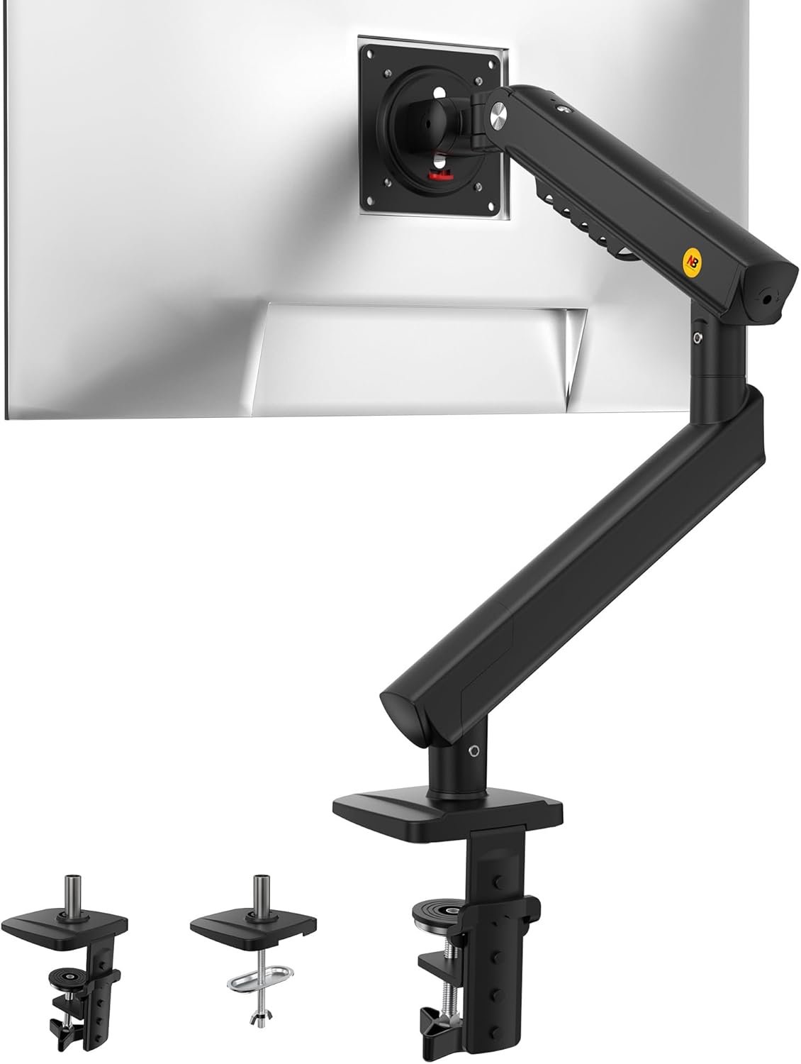 NB Ergonomic Monitor Mount for 17 to 32 Inch Screens, Monitor Arm Load up to 9 kg, Mechanical Spring, Quick Installation Panel, VESA 75 & 100 mm (Black)