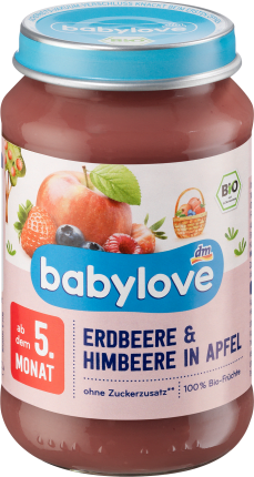 babylove Fruits Strawberry & Raspberry in apple from the 5th month, 190 g