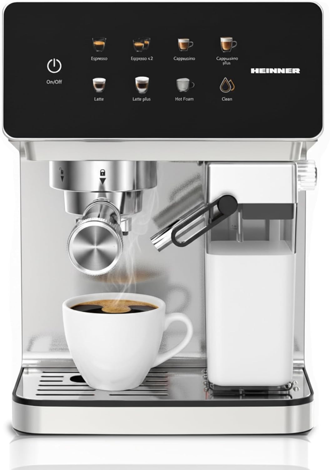 HEINNER HEM-LK20DMLK Digital Espresso Machine – 20-Bar Pump, 1.6 L Water Tank, Touch Controls, 5-Year Warranty