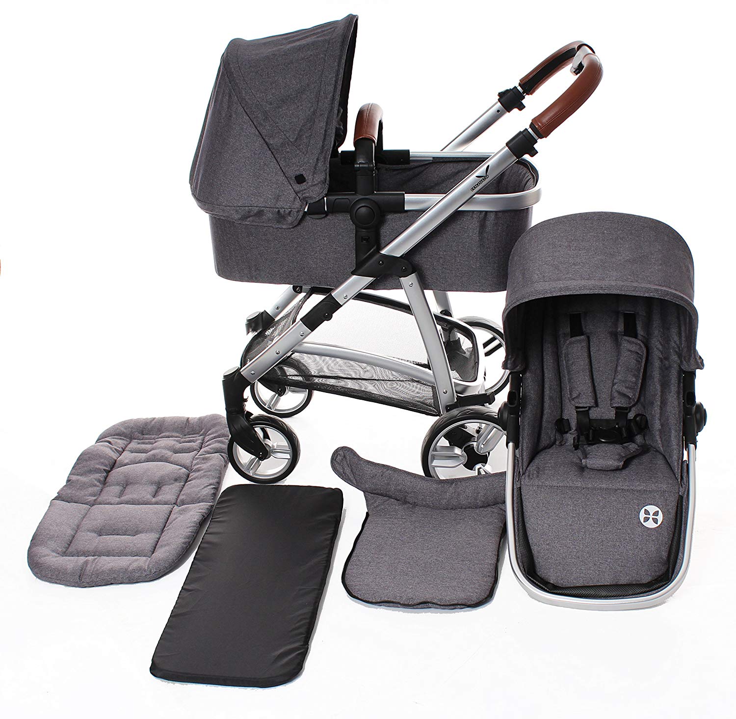 Babyblume Musca 2-in-1 Pushchair Set Baby Flower Grey / Melange