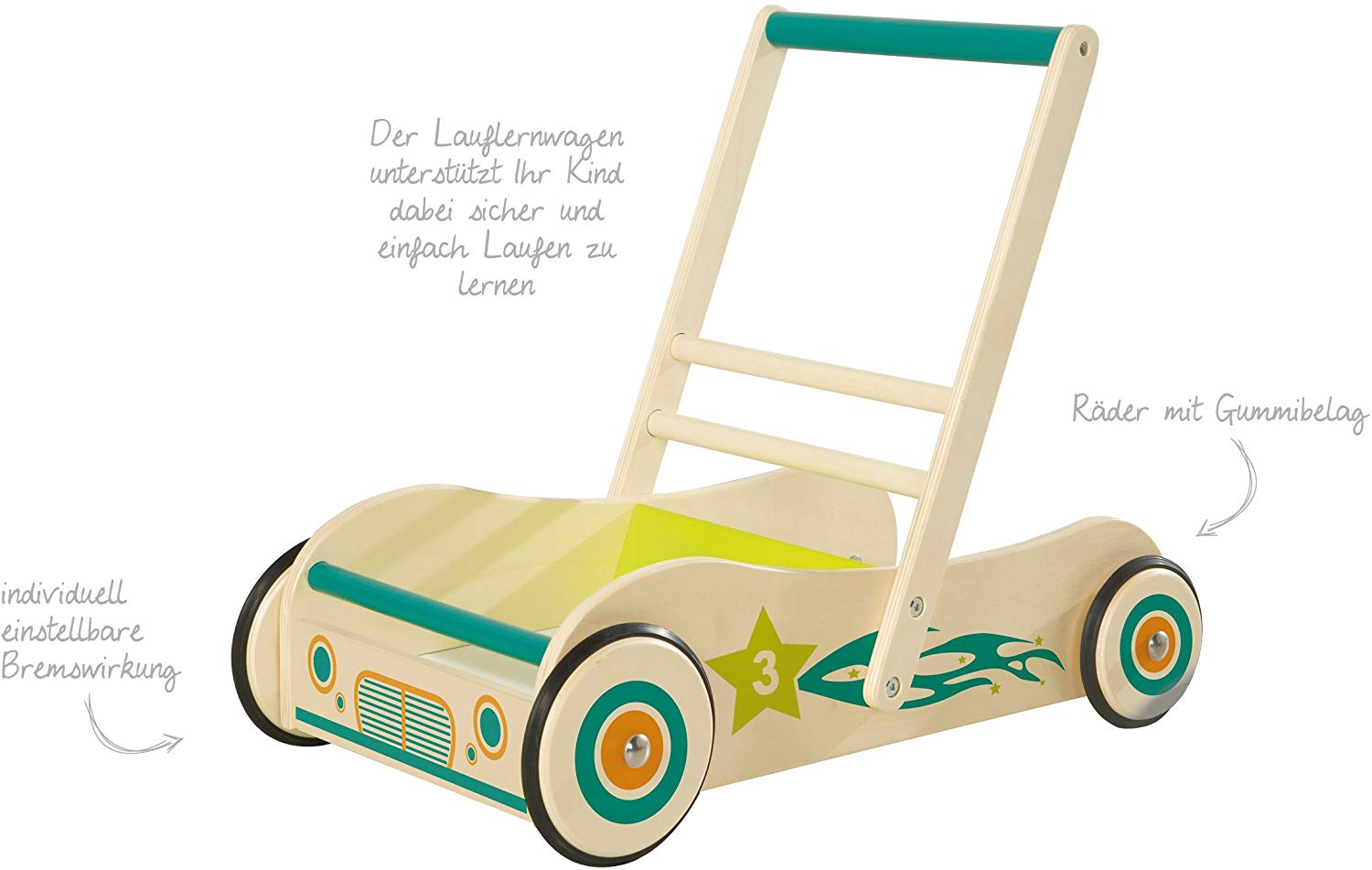 Roba Walker, Match And Wooden Baby Walker With Brakes, Various Styles, Stan