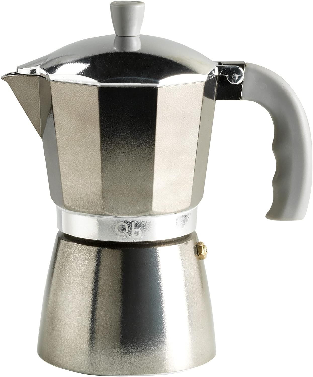Q.b. Q.B. Fluo by Mopita 6 Cup Espresso Maker Aluminum Silicone Coating Anti-Scald Handle for All Cooking Surfaces No Induction Color Silver