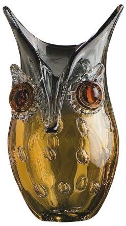Gilde Glass Art Vase Owl Small