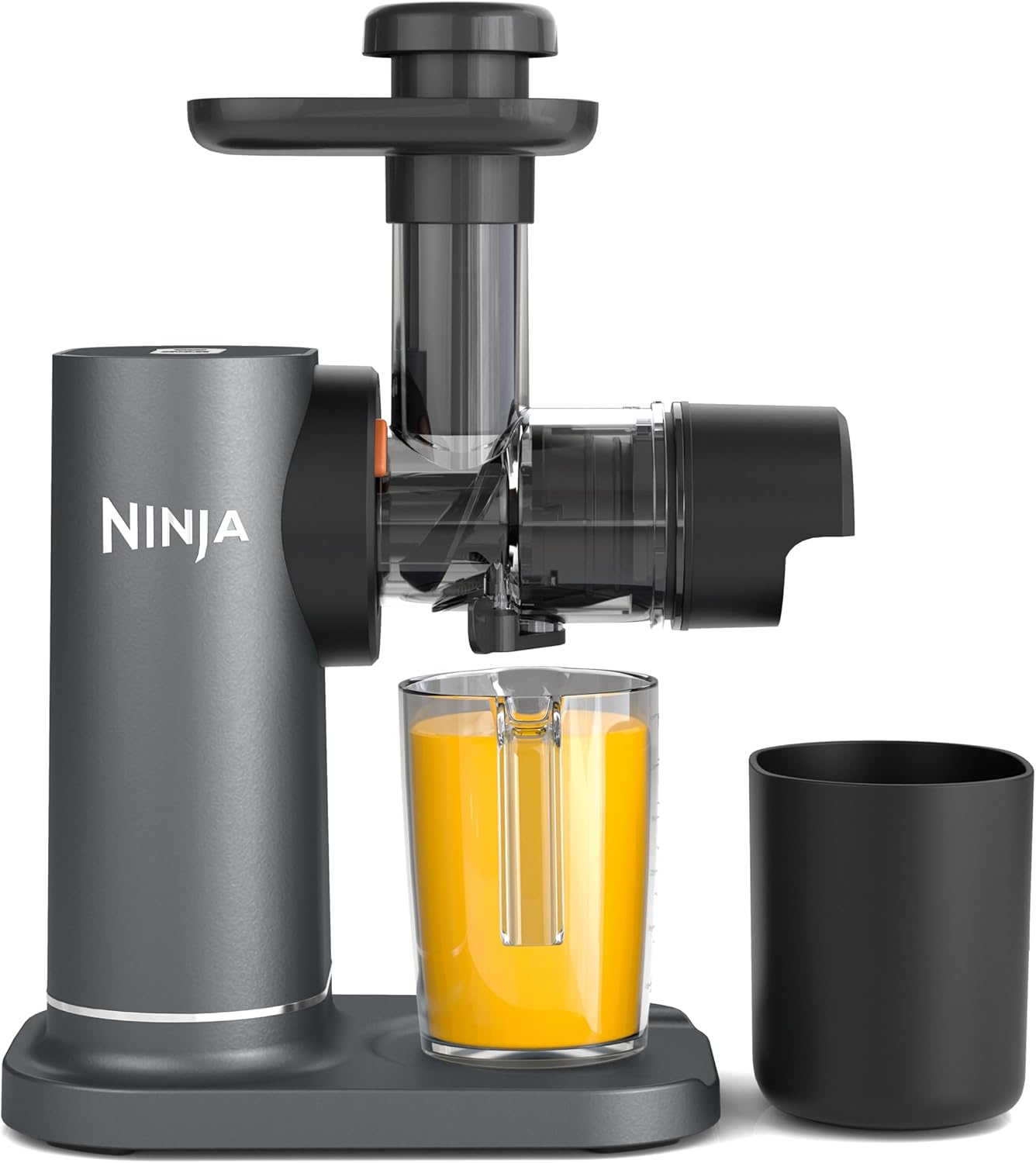 Ninja Cold Press Juicer Vegetable and Fruit with 700ml Cup & 1.1L Pulp Container, for Fresh Juices, Drinks & Wellness Shots, Compact, Dishwasher Safe & Removable Parts, Gray JC151EU