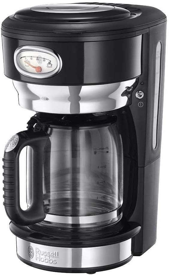 Russell Hobbs Toaster Retro Black Retro Countdown Display incl. Bun attachment, Black