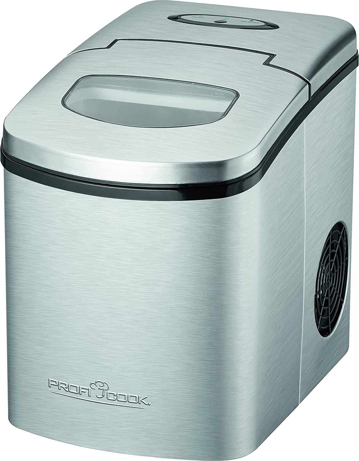 Profi Cook ProfiCook PC-EWB 1079 Ice Cube Maker for Approx. 10-15 kg Ice Cubes in 24 Hours, LED Display and Beep when the Ice Cube Tray is Full and Empty Water Tank, 3 Indicator Lights, Stainless Steel Housing