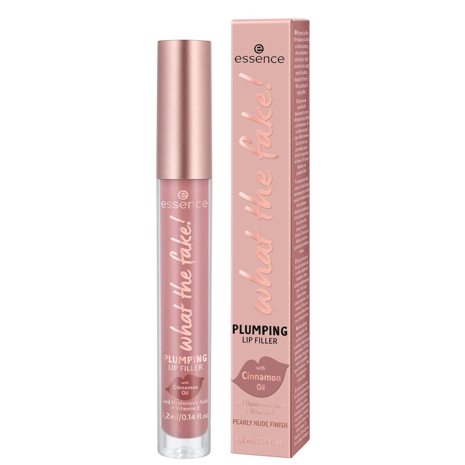 essence cosmetics essence what the fake! Plumping Lip Filler, Lip Gloss, No. 02, Nude, Moisturizing, with Vitamins, Cooling, Shiny, Vegan, Perfume, Alcohol, Parabens, Pack of 1 (4.2 ml)