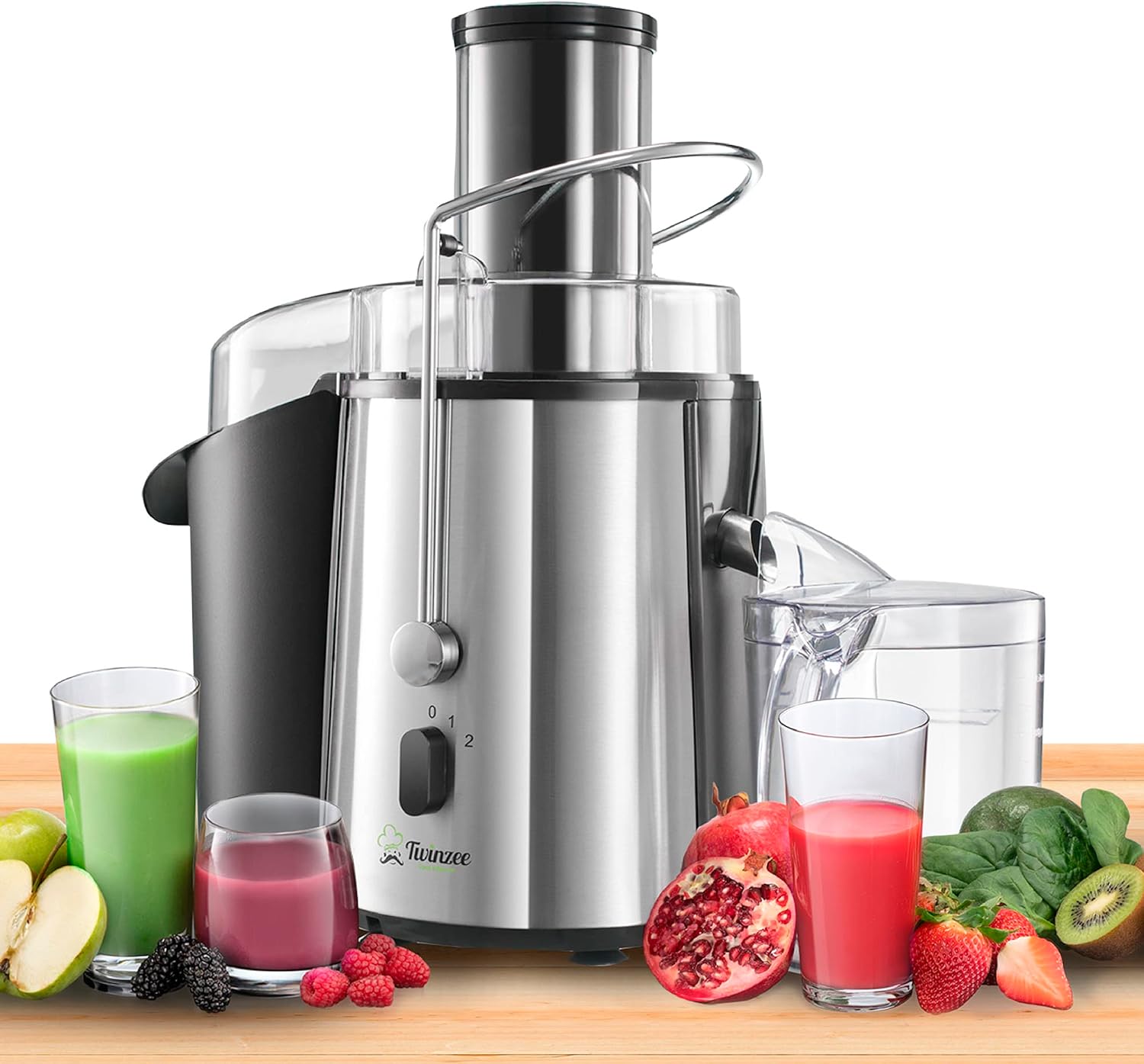 Twinzee Juicer for Vegetables and Fruits - 850W Centrifugal Juicer - 2 Speed ​​Settings, Large Feed Chute, Non-Slip Feet - Electric Juicer, High-Quality for Healthy Nutrition