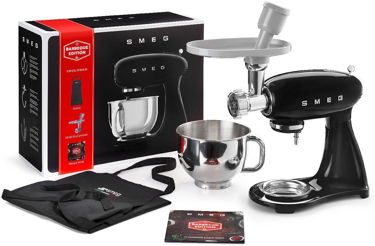 Smeg Store Smeg, Planetary Mixer SMF23BLEU Barbecue Edition with Mincer, Grambiule and Recipe Book Included, Black