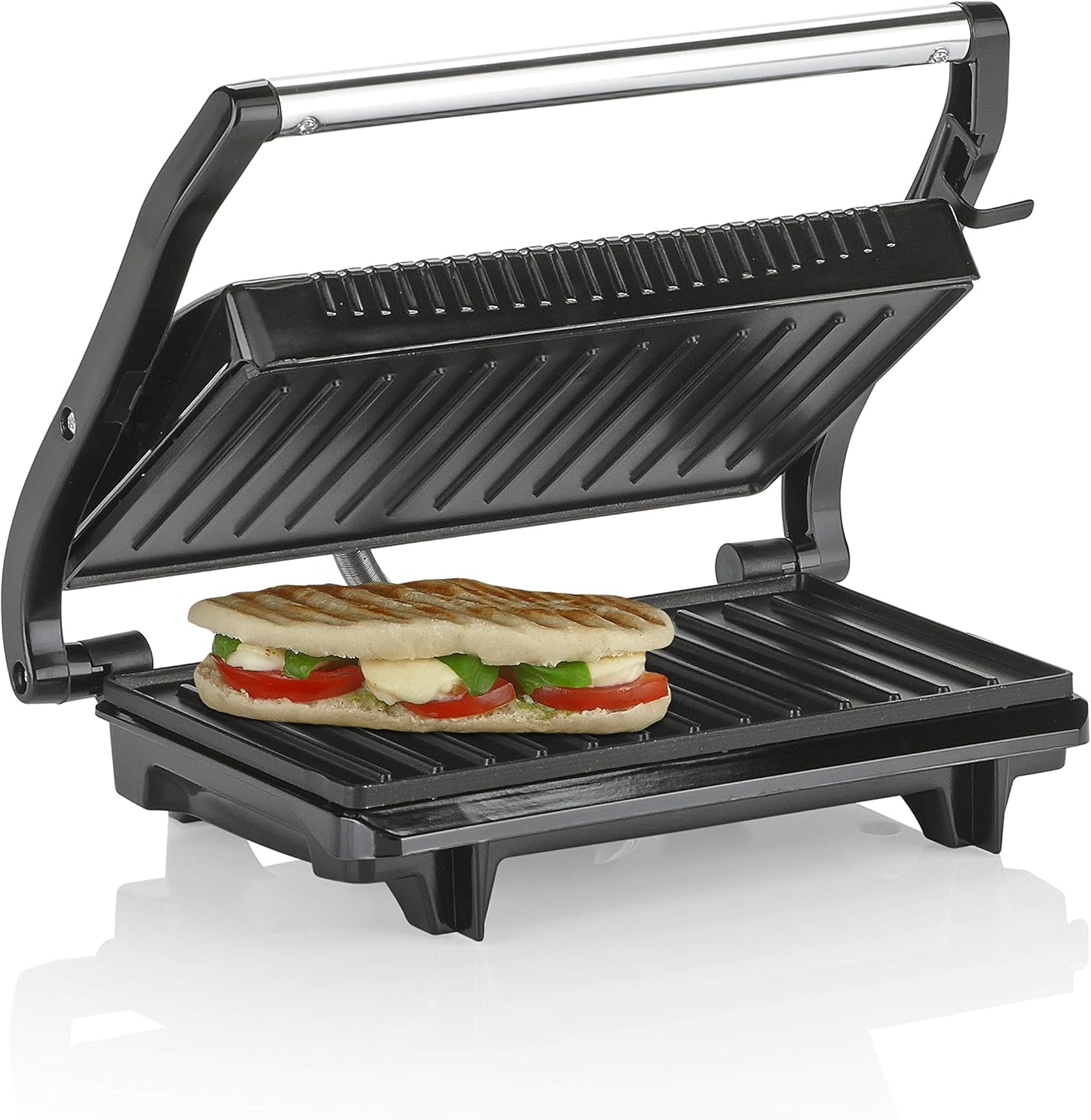 Tristar Contact Grill GR-2846, Sandwich Maker with Stainless Steel Design, 700 Watts, 0.7 m Cable Length, Non-Stick Coating, Insulated Handles