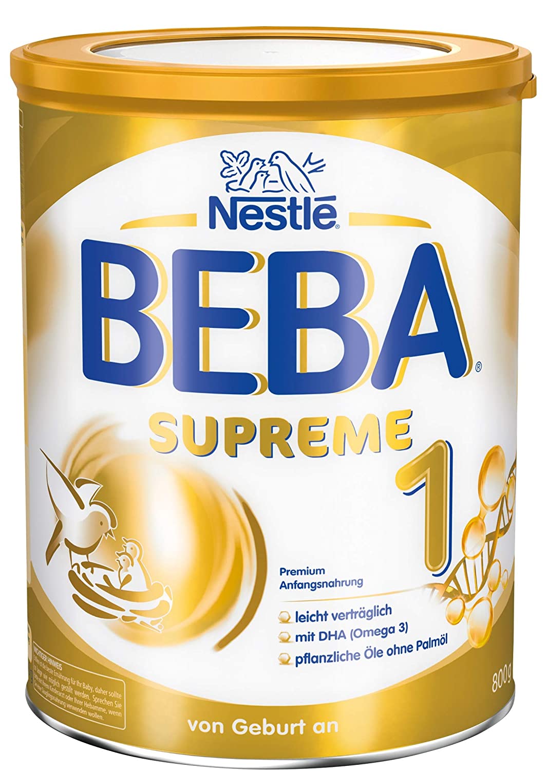 BEBA SUPREME 1 Anfangsnahrung: von Geburt an, Pulver, mit pflanzlichen Ölen, ohne Palmöl, 1er Pack (1 x 800g)