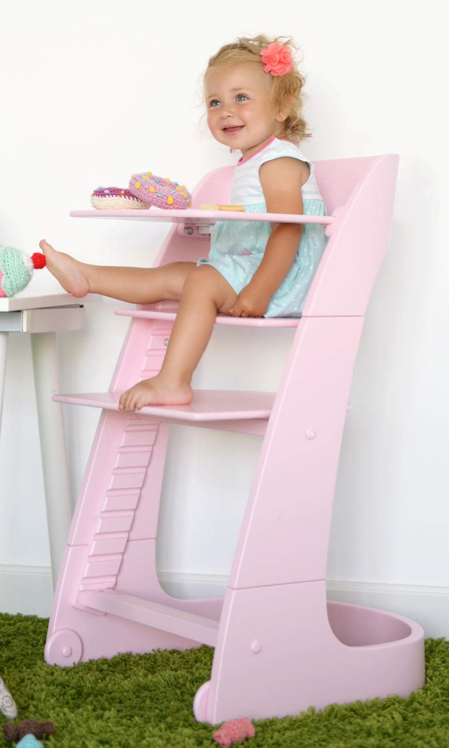 ComfortBaby SmartChair 2-in-1 Set Ergonomic Baby High Chair Multifunctional from 6 Months Individually Adjustable Birch and Beech Solid Wood Grows with the Baby