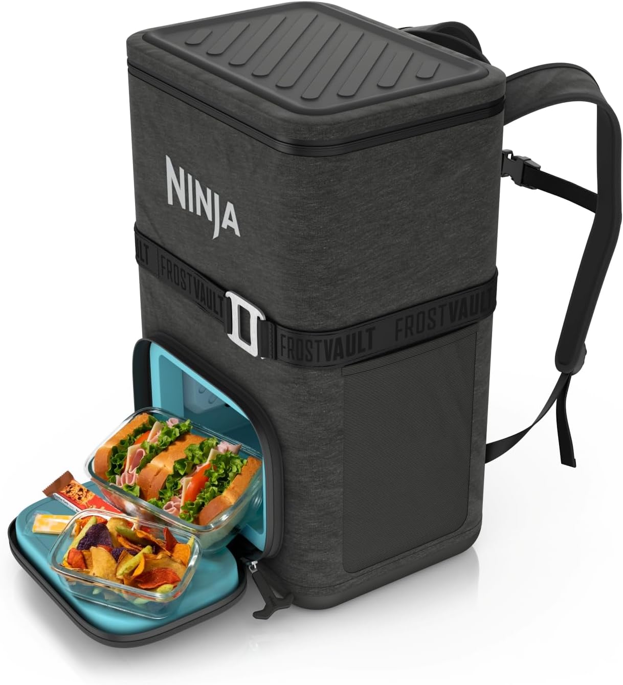 Ninja FrostVault Go Outdoor Flexible 23 Litre Cooler Backpack with Cold Dry Zone for 36 Cans, Charcoal Grey FF136EUUKCG