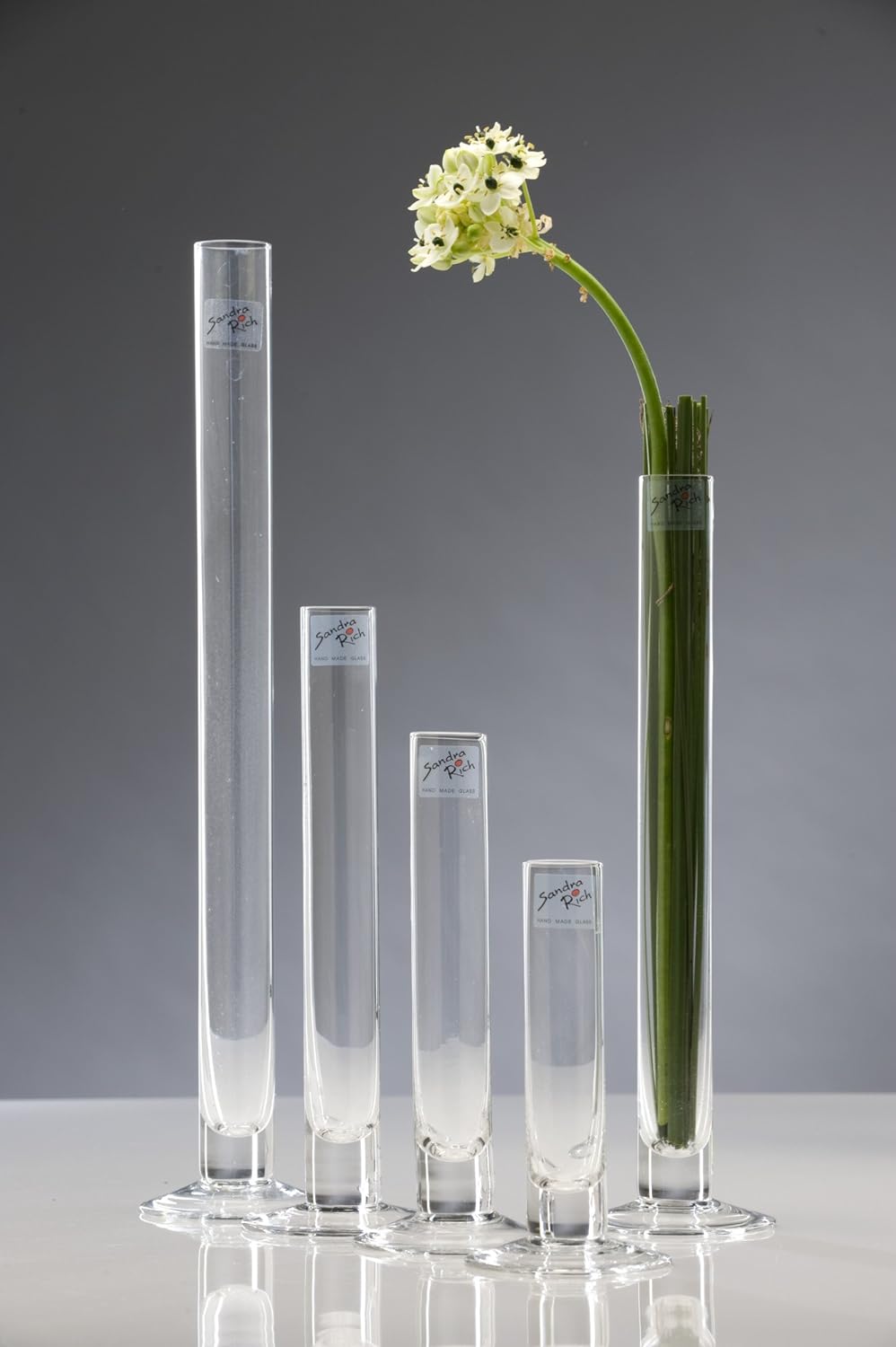 Glass vase Solifleur cylindrical clear 20 cm Ø 3 cm hot cut by Sandra Rich