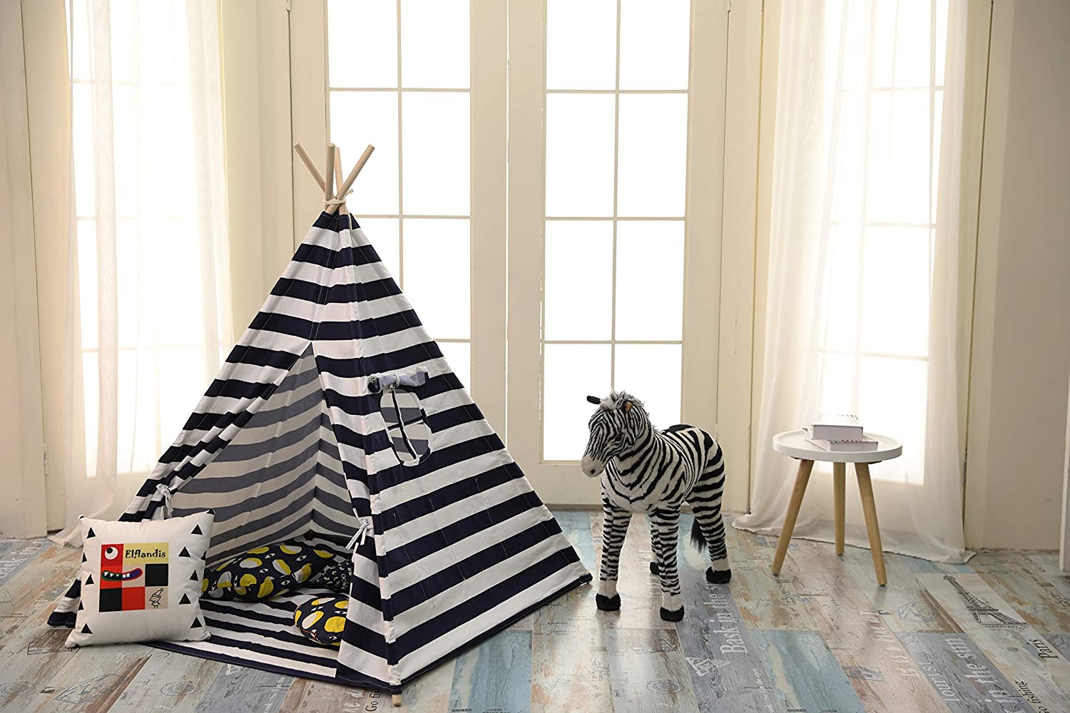 Ecowelle Elflandis Teepi cotton kids play tent with mat and storage bag.