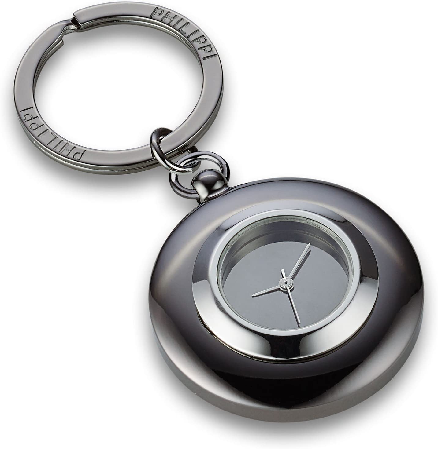 Philippi Victoria Nickel Keychain With Clock, Black Chrome, 7 (L) Cm