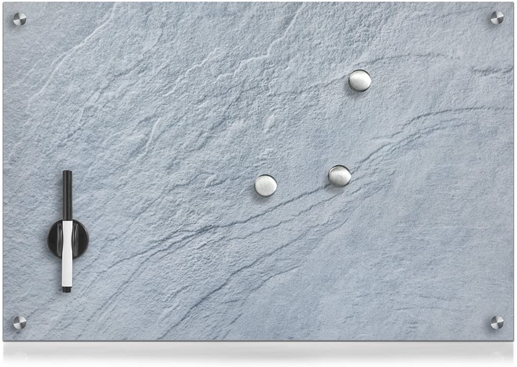 Zeller 11651 Memo Board Wood Glass, Slate, 60 X 40 Cm
