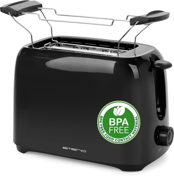 Emerio Toaster for 2 slices of toast with removable crumb tray + interrupt button + 6 adjustable browning levels + bun attachment + cable storage | BPA free | 700W | TO-128676.3