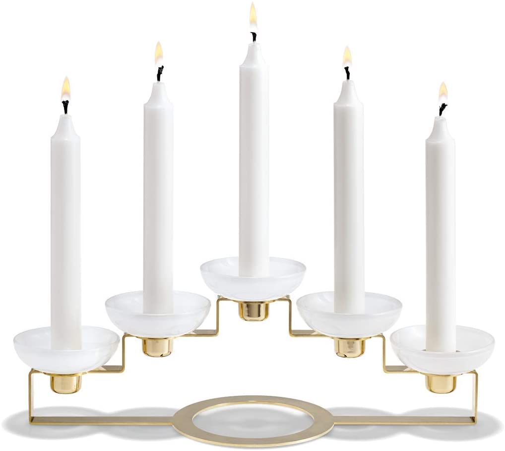 Holmegaard Lumi 5 Arm Candle Holder, Brass