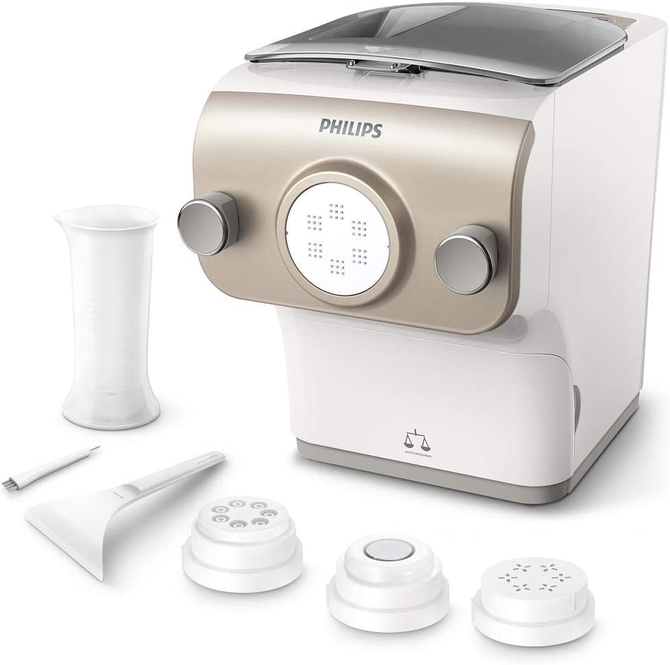Philips Domestic Appliances Philips HR2380/05 Avance Collection Pasta maker Pasta, 4 Zugstangen, 200 W, Kunststoff, Weiß/Champaign