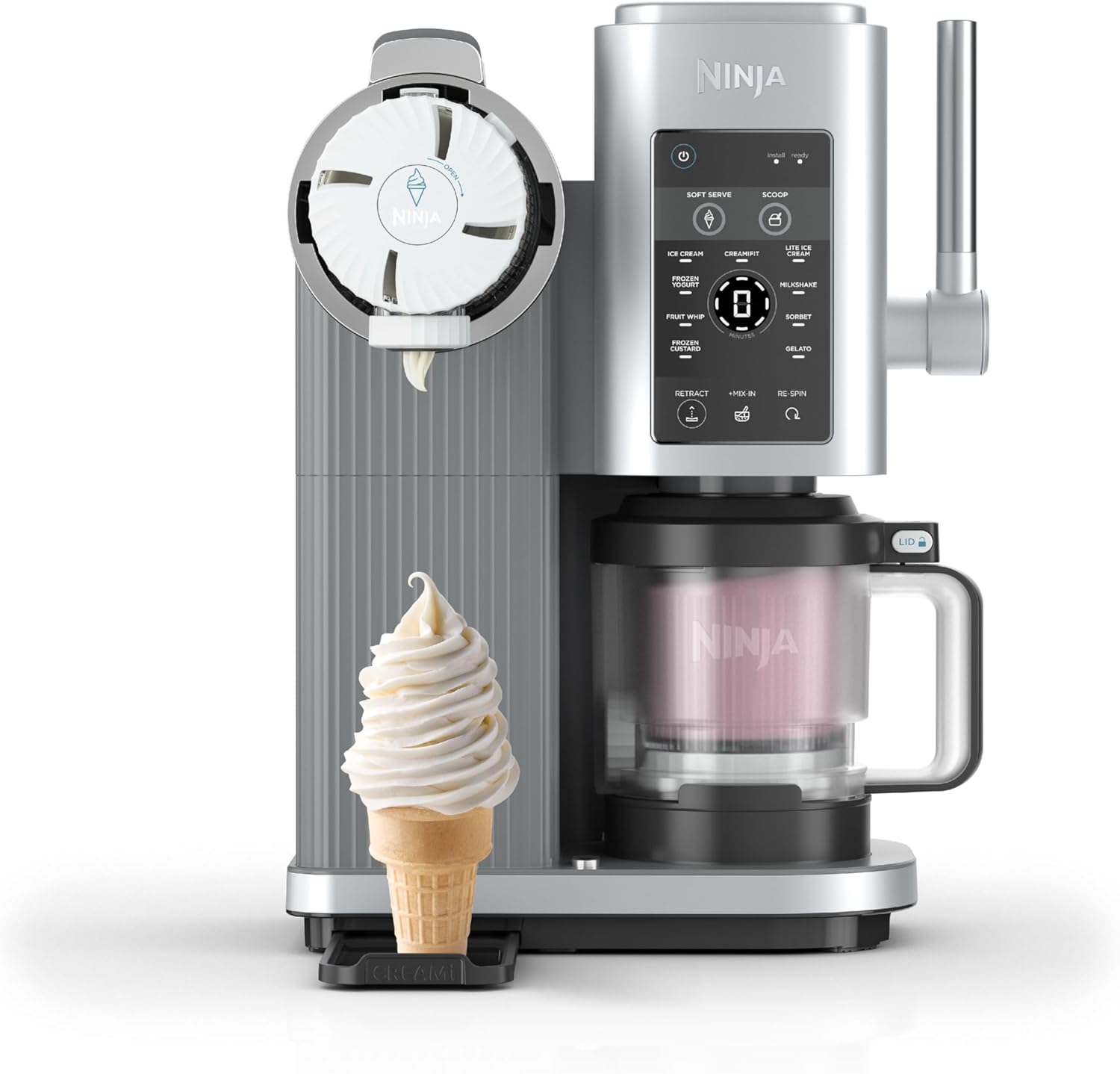 Ninja Swirl by CREAMi Soft Ice Cream & Ice Cream Maker with 2 Containers, 13 Functions, Machine for Ice Cream, Soft Ice Cream, Gelato, Sorbet, Milkshakes and More, Option for Extras, Platinum Silver